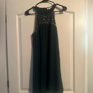Emerald green, bedazzled dress